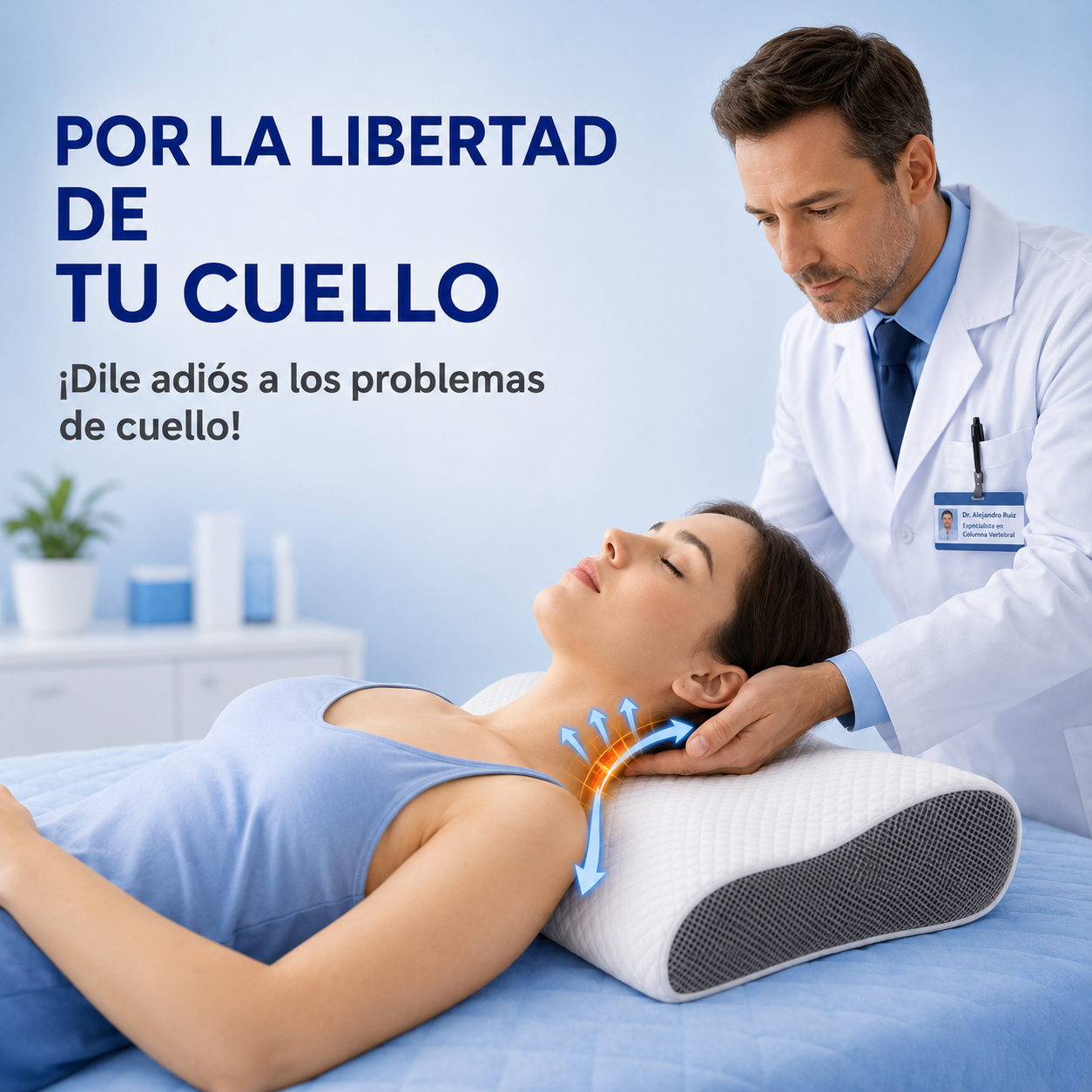 Almohada cervical, sueño cómodo, espuma viscoelástica ergonómica.